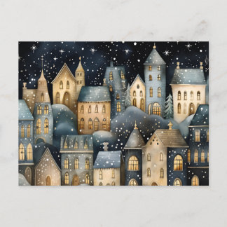 Zauberhafte Dorf-Weihnachtskarte leer Postkarte