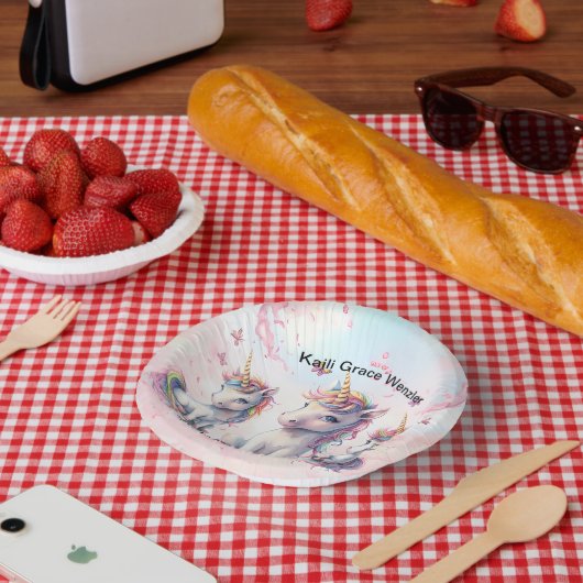 Zauberhafte Einhorn-Babydusche Papiertücher Pappteller (Picknick)
