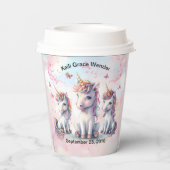 Zauberhafte Einhorn-Babyduschpapier Pappbecher (Rückseite)