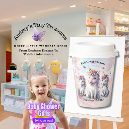 Zauberhafte Einhorn-Babyduschpapier Pappbecher