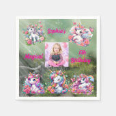 Zauberhafte Einhorn-Foto-Kindergeburtstag-Party Serviette (Vorderseite)