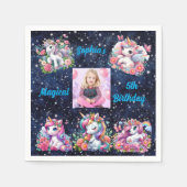 Zauberhafte Einhorn-Foto-Kindergeburtstag-Party Serviette (Vorderseite)