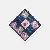 Zauberhafte Einhorn-Foto-Kindergeburtstag-Party Serviette (Ecke)