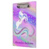 Zauberhafte Einhorn-funkelnde Silberstars Klemmbrett (Links)