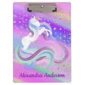 Zauberhafte Einhorn-funkelnde Silberstars Klemmbrett (Vorderseite)