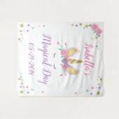 Zauberhafte Einhorn-Geburtstagsfotografie Hintergr Wandteppich (Vorderseite (Horizontal))