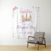 Zauberhafte Einhorn-Geburtstagsfotografie Hintergr Wandteppich (Beispiel)