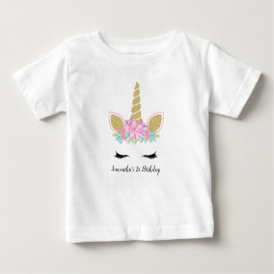 Zauberhafte Einhorn-Gesichtspflege Blumengestelle Baby T-shirt