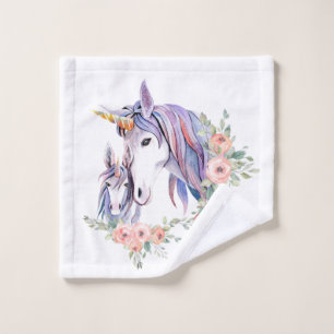 Zauberhafte Einhorn-Mama & Baby Watercolor Badhandtuch Set