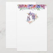 Zauberhafte Einhorn-Mama & Baby Watercolor Briefpapier (Vorne/Hinten)