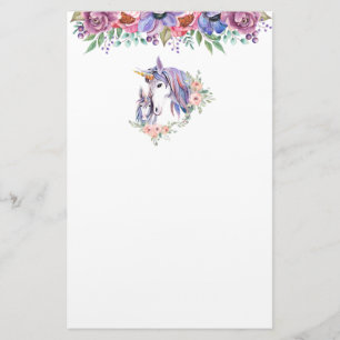 Zauberhafte Einhorn-Mama & Baby Watercolor Briefpapier