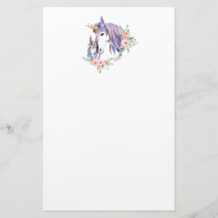 Zauberhafte Einhorn-Mama & Baby Watercolor Briefpapier