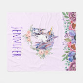 Zauberhafte Einhorn-Mama & Baby Watercolor Fleecedecke (Vorderseite (Horizontal))