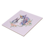 Zauberhafte Einhorn-Mama & Baby Watercolor Fliese (Seite)