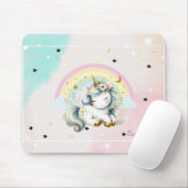 Zauberhafte Einhorn, Regenbogen, Sterne Mousepad (Mit Mouse)