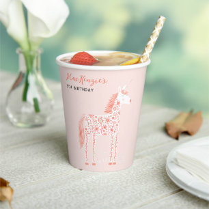 Zauberhafte Einhorn Rosa Geburtstagsparty Pappbecher