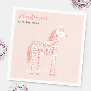 Zauberhafte Einhorn Rosa Geburtstagsparty Serviette