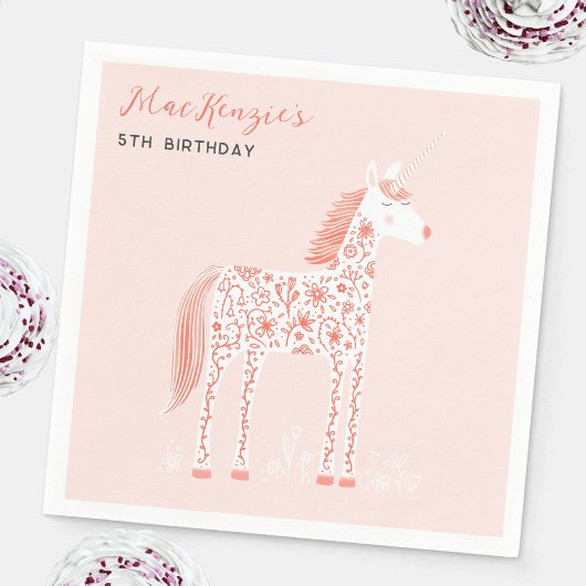 Zauberhafte Einhorn Rosa Geburtstagsparty Serviette