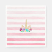Zauberhafte Einhorn-Rosa-Rosa-Streifen Napkins Serviette (Vorderseite)