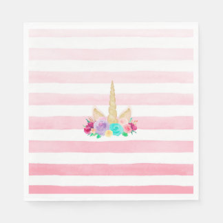 Zauberhafte Einhorn-Rosa-Rosa-Streifen Napkins Serviette