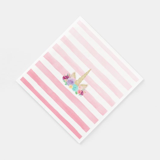 Zauberhafte Einhorn-Rosa-Rosa-Streifen Napkins Serviette (Ecke)