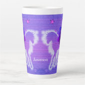 Zauberhafte Einhorn-Silhouette Blauer Rosa Persona Milchtasse (Vorderseite)