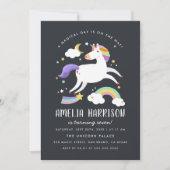 Zauberhafte Einhorn-, Sterne- und Regenbogen-Gebur Einladung (Vorderseite)