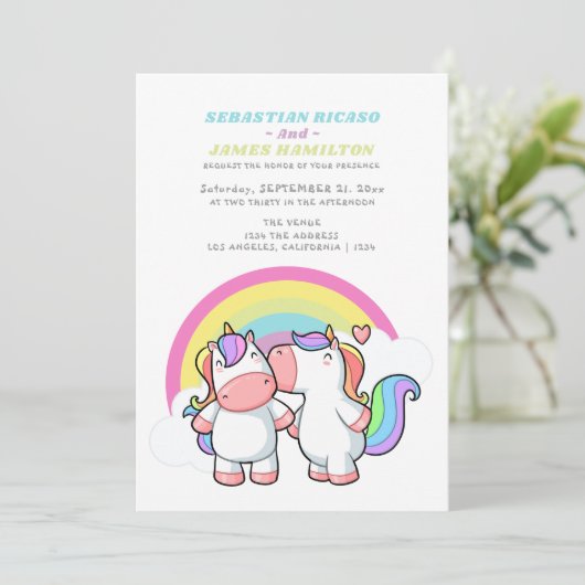 Zauberhafte Einhorn- und Regenbogenfeier Ankündigung (Stehend Vorderseite)