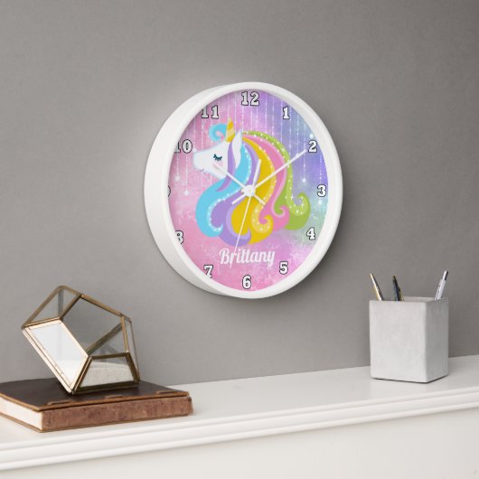 Zauberhafte Einhorn-Wanduhr für Mädchen Wanduhr (Büro)