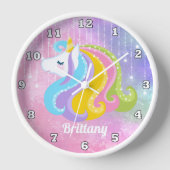 Zauberhafte Einhorn-Wanduhr für Mädchen Wanduhr (Vorderseite)