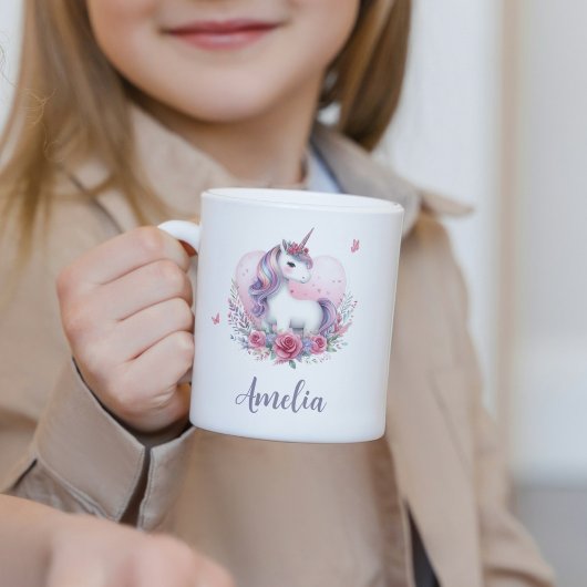 Zauberhafte Einhorn Wasserfarbe Rosa Name Kaffeetasse