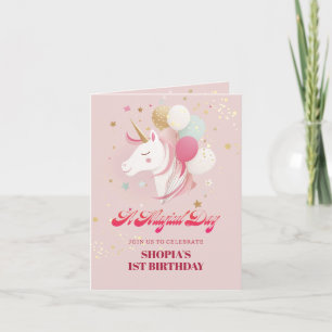 Zauberhafte Einhorn zum 1. Geburtstag Einladung