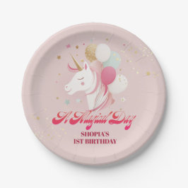 Zauberhafte Einhorn zum 1. Geburtstag Pappteller