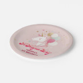Zauberhafte Einhorn zum 1. Geburtstag Pappteller (Schrägansicht)