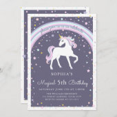 Zauberhafte Einhornzahl zum Geburtstag einladen Einladung (Vorne/Hinten)