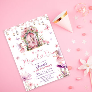 Zauberhafte Fairy Blumengarten Geburtstag Einladung