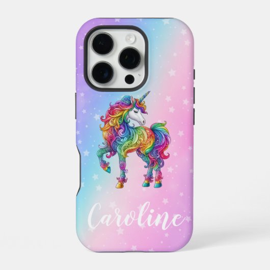 Zauberhafte farbenfrohe Einhorn iPhone Hülle (Rückseite)