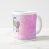 Zauberhafte farbenfrohe Einhorn Jumbo-Tasse (Vorderseite Rechts)