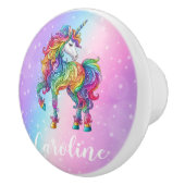 Zauberhafte farbenfrohe Einhorn Keramikknauf (Rechts)