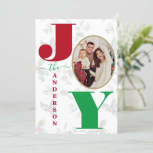 Zauberhafte farbenfrohe Joy Script Weihnachts-Feie Feiertagskarte