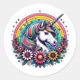 Zauberhafte Farbenspiel und Regenbogen Runder Aufkleber