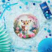Zauberhafte Fawn Watercolor Woodland Girl Birthday Pappteller (Party)