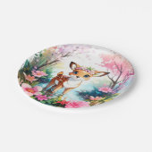 Zauberhafte Fawn Watercolor Woodland Girl Birthday Pappteller (Schrägansicht)