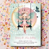 Zauberhafte Fee auf dem schwingenden Kindergeburts Einladung