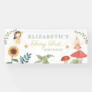 Zauberhafte Fee Birthday Mushroom Woodland Banner