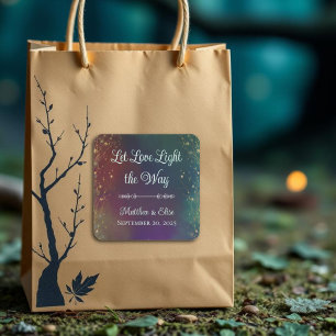 Zauberhafte Feenlichter Verzauberter Wald Hochzeit Quadratischer Aufkleber