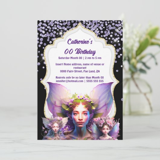 Zauberhafte Feenstaub-Glitzer-Girls Einladung (Stehend Vorderseite)