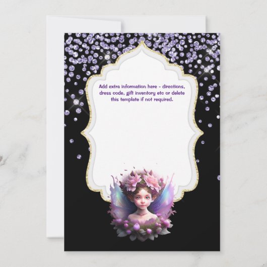 Zauberhafte Feenstaub-Glitzer-Girls Einladung (Rückseite)