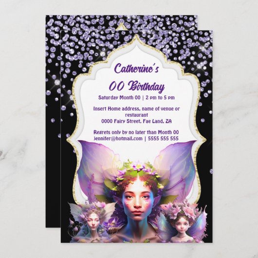 Zauberhafte Feenstaub-Glitzer-Girls Einladung (Vorne/Hinten)