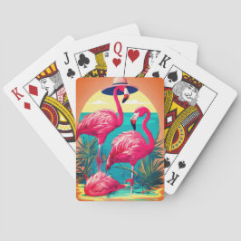 Zauberhafte Flamingos spielen Karten Spielkarten